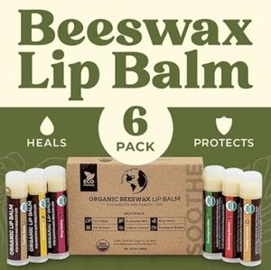 6 Pack Organic Best Lip Balm Repair Chapstick for Dry Cracked Lips
